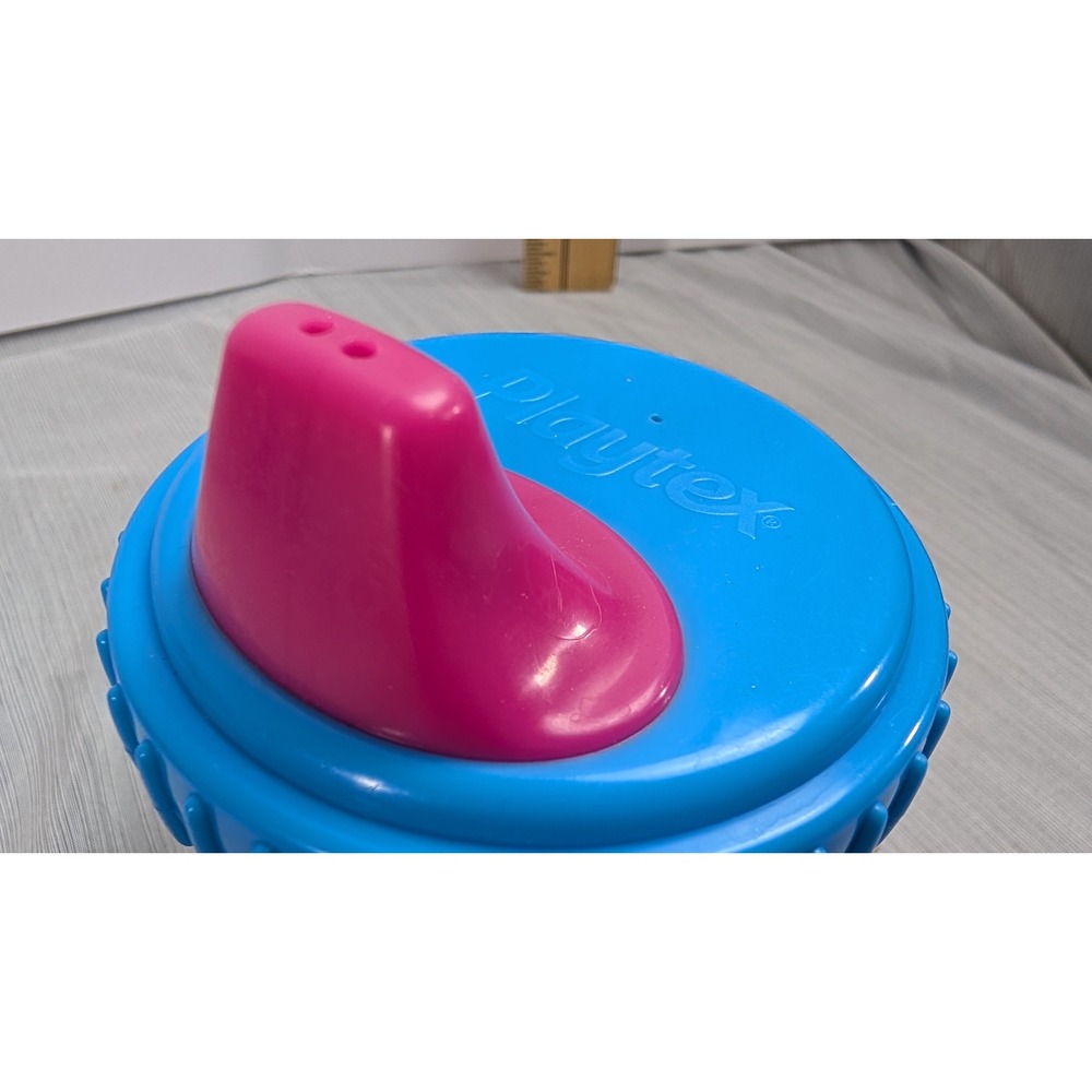 Playtex Vintage 1997 Spill Proof Sippy Cup White Blue Pink Plastic Retro Baby - Picture 4 of 5